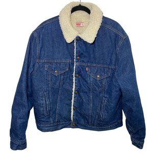 Levi Sherpa Denim‎ blue Jean Jacket Trucker Bomber USA mens 46 coat